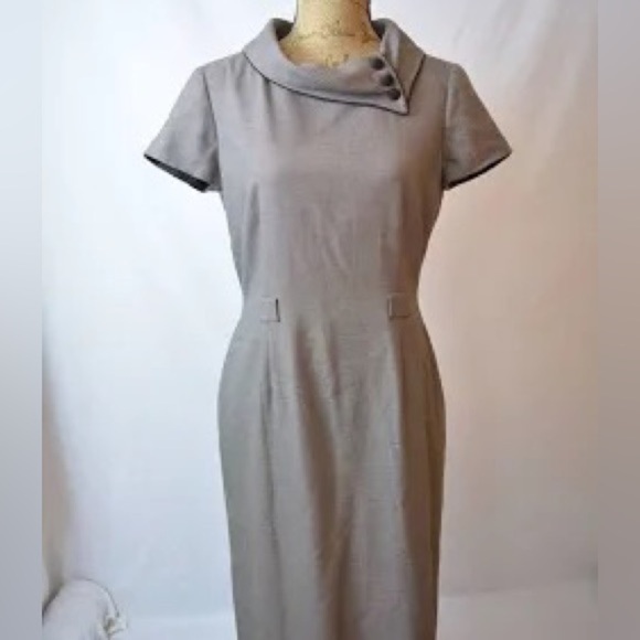 Tahari Arthur S. Levine Brown Collared Career Sheath Dress size 4 - Picture 6 of 6